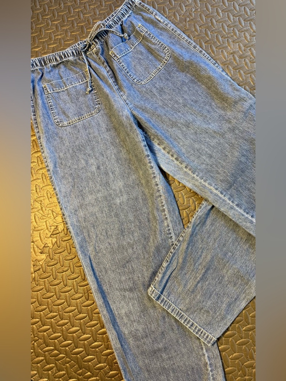 80’s-90’s Vintage Liz Claiborne Relaxed Denim Drawstring Wide Leg Jeans Size 12 - Picture 1 of 7